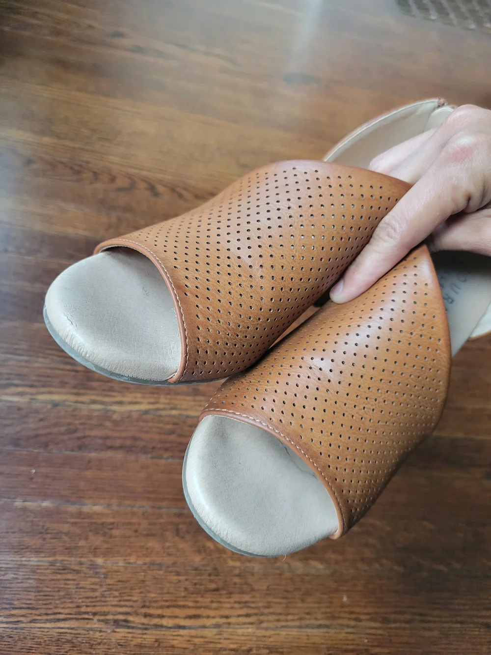 Journee Collection Womens 6.5 Cognac Brown Aretha Peep Toe Wedge Sandals